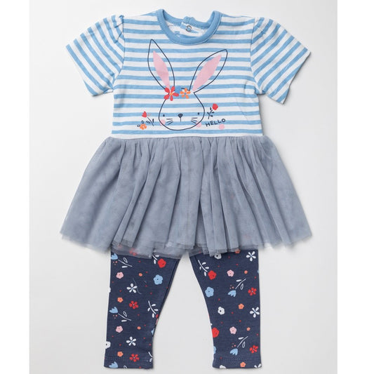 Vestido tutú y leggings de conejo azul