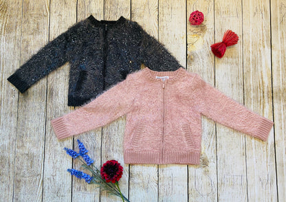 Cárdigan estilo bomber de lentejuelas mullido