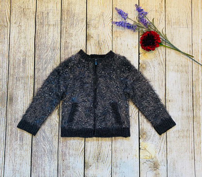 Cárdigan estilo bomber de lentejuelas mullido